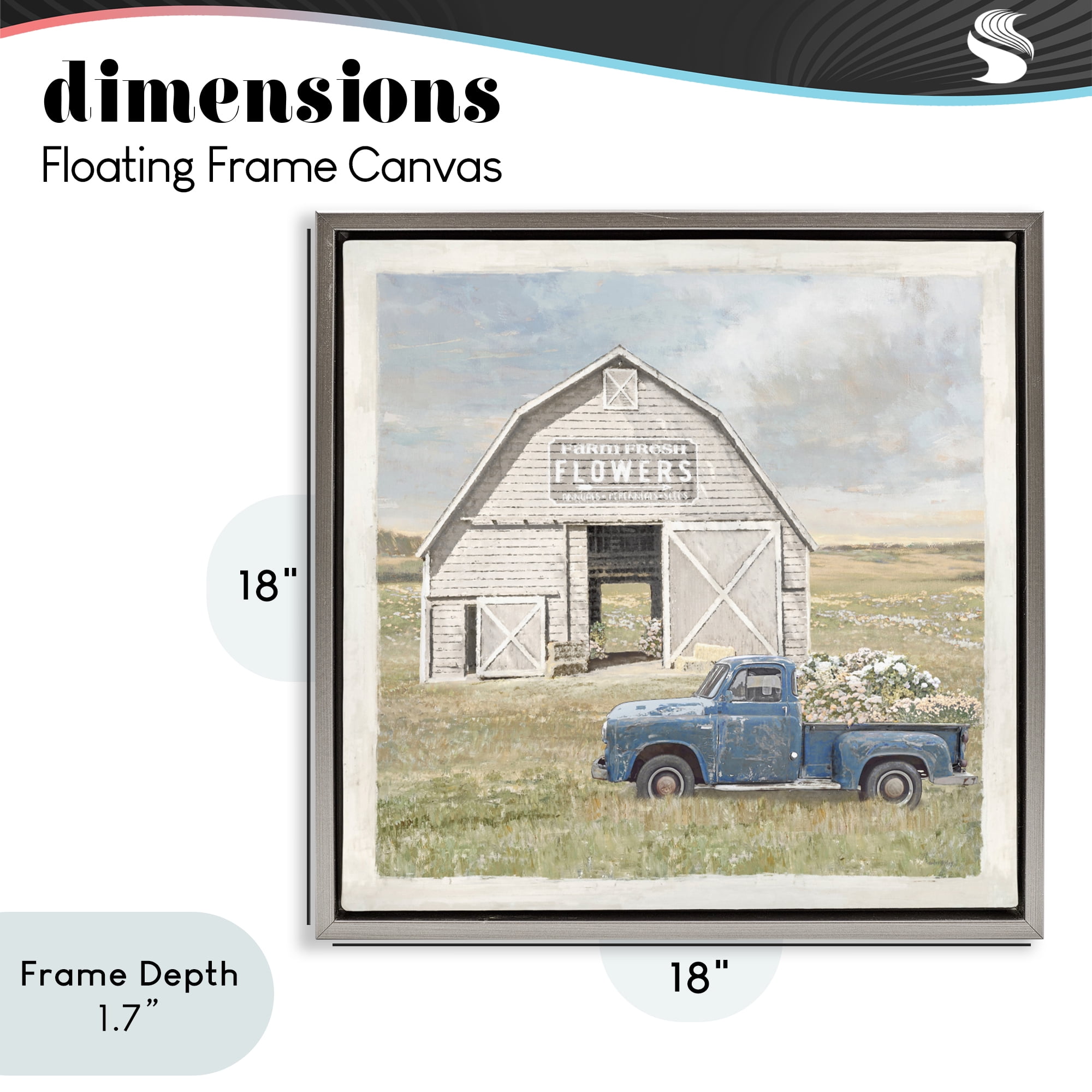 Stupell Industries Rustic Flower Barn Gray Framed Floater Canvas Wall Art, design by Amber Sterling