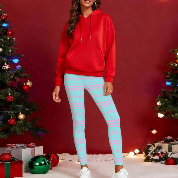 CaiJunJia Christmas Leggings for Women ,High Waisted Exercise Yoga Pants with Pockets Workout Leggings for Women Running Pants
