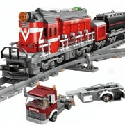 City Series Powered Red Diesel Cargo Train Building Bricks Set | General Jim's Toys | GJ-EBRT