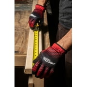 Hyper Tough All Purpose Performance Work Gloves, Synthetic Leather, Black and Red, Adult Unisex, Large, 1 Pair