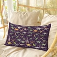thumbnail image 4 of Purple Dinosaur Pillow Covers, Linen Long Throw Pillow Case, Vintage Letters Farm Animals Holiday Pillow Protector Decorative Cushion Cover for Living Room/Bedroom 20" x 36", 4 of 8