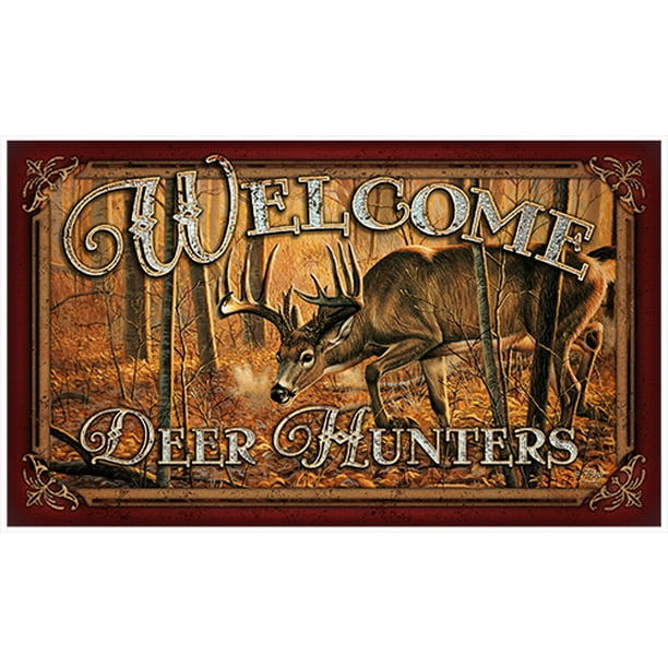 Welcome Deer Hunters Novelty Sign Indoor Outdoor Funny Home Décor For Garages Living Rooms Bedroom Offices Signmission Personalized Gift Wall Plaque Decoration Com - Deer Hunting Home Decor