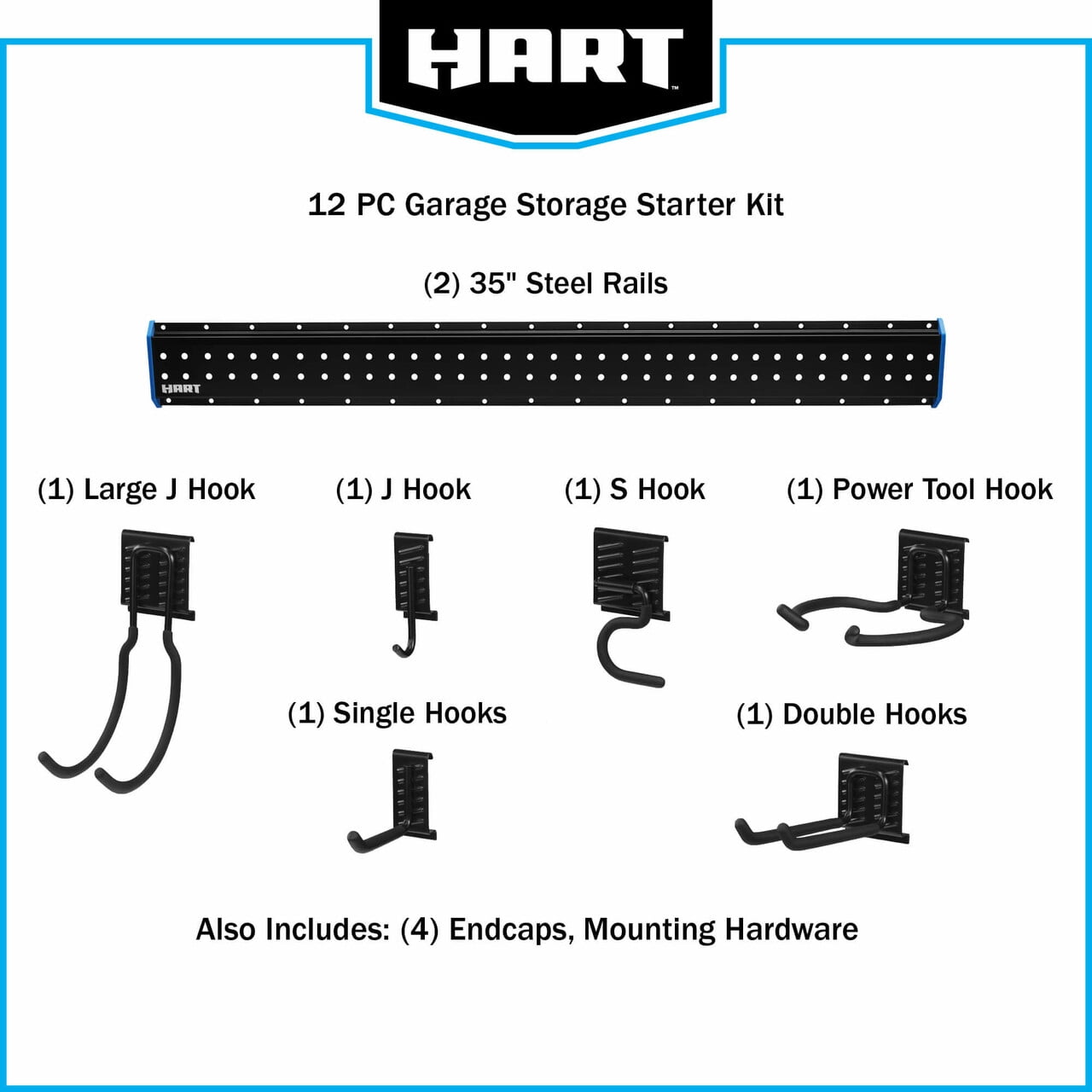 HART 12-Piece Garage Storage Rail Starter Kit,~8