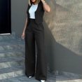 thumbnail image 4 of qolati Womens Blazer Set Sleeveless V Neck Vest Tops Waistcoat and Wide Leg Long Pants 2 Piece Pants Suit 2024 Business Work Casual Matching Set, 4 of 9