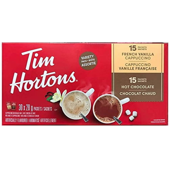 Tim Hortons Hot Chocolate Assorted Variety, French Vanilla & Cappuccino, 30x28g