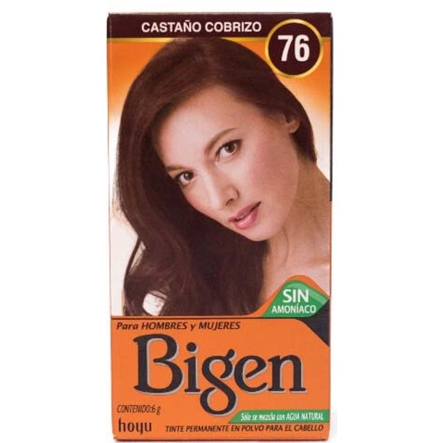 Tinte Bigen Permanente En Polvo 6g Sin Amoniaco Cubre Canas Castaño Cobrizo 76 Biggen cabello