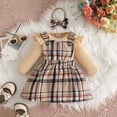 thumbnail image 5 of Xyant Baby Girl Clothes Fall Winter Outfit Long Sleeve Ruffle Romper Plaid Skirt Bow Headband 3 Pcs Set 0-18 Months, 5 of 9