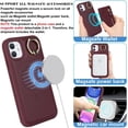 thumbnail image 2 of iPhone 12 Mini case with Card Holder, iPhone 12 Mini Phone Case Wallet for Women magsafe Compatible Wallet Detachable 2-in-1 for Men-Red Wine, 2 of 12