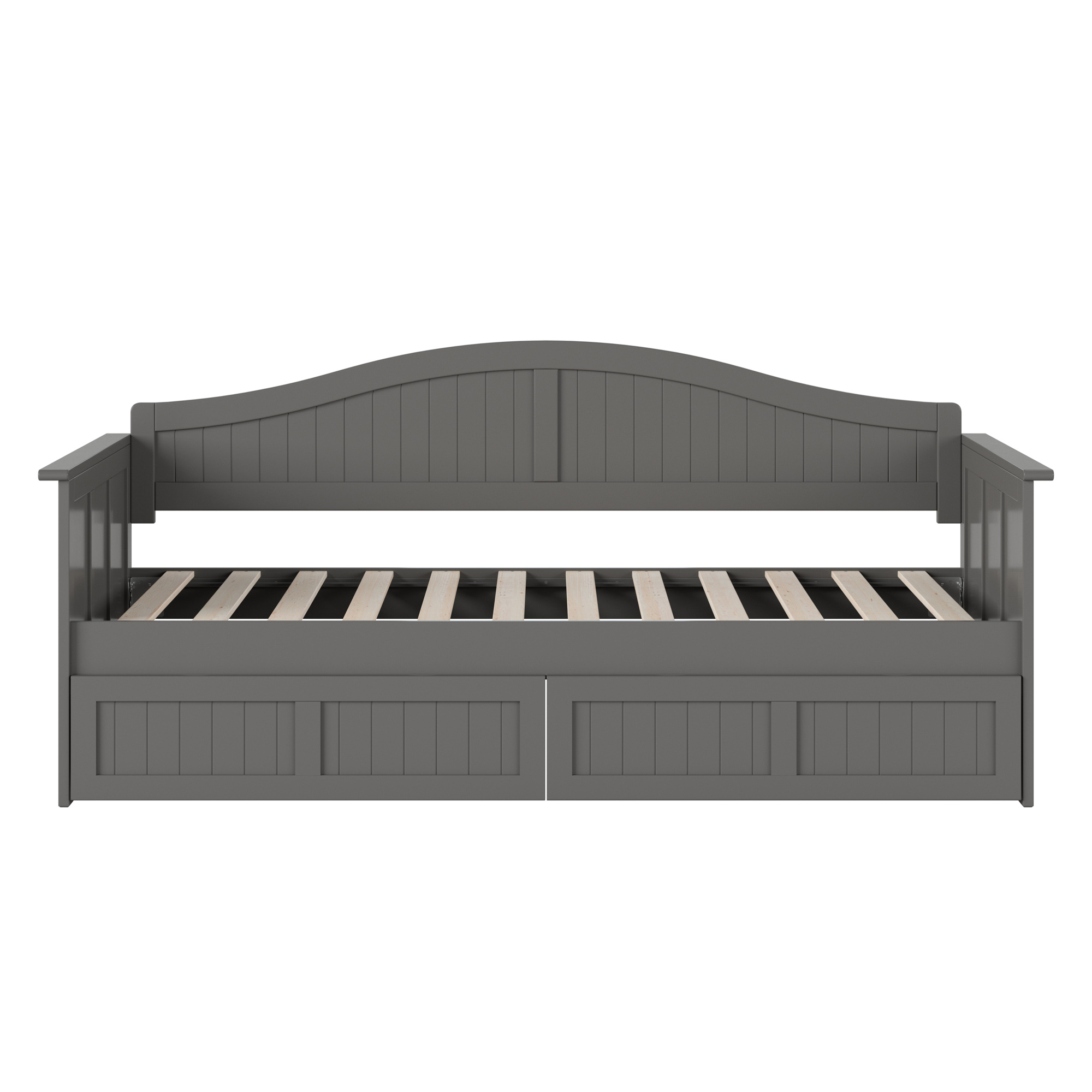 AFI Nantucket Wood Twin Size Daybed Frame with 2 Storage Drawers Grey