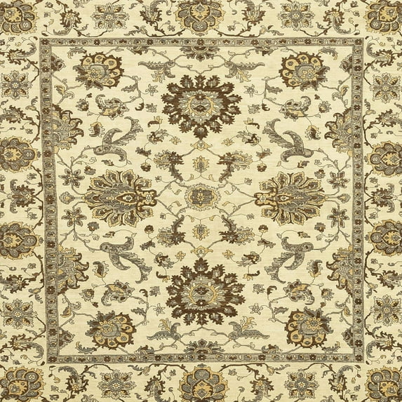 Ahgly Company Machine Washable Indoor Square Abstract Sun Yellow Area Rugs, 4' Square