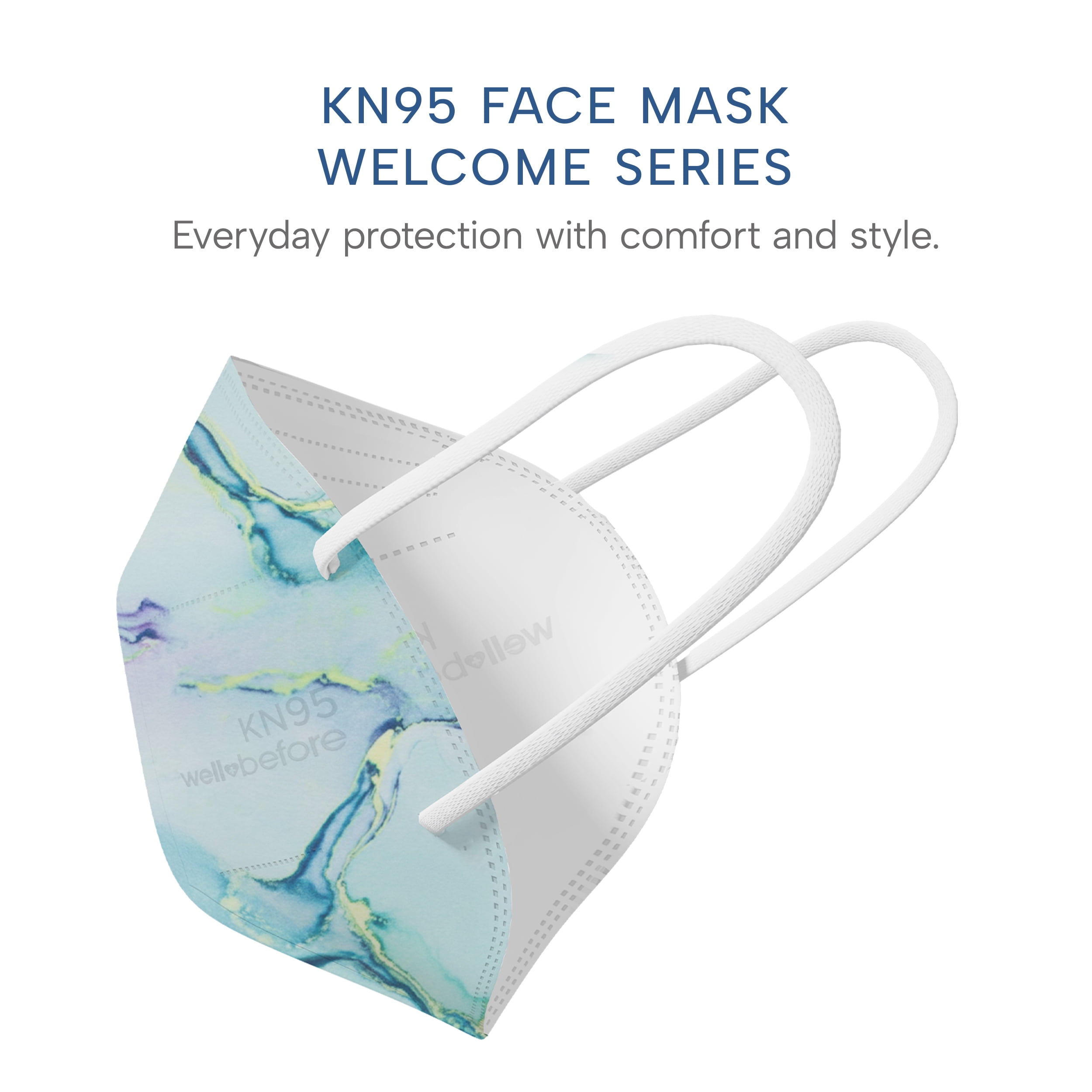 WellBefore Welcome Series KN95 Face Mask, Marble, Medium, Pack of 50