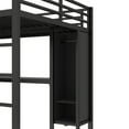 thumbnail image 5 of Queen Size Loft Bed with Wardrobe and L-Shaped Desk, Metal Loft Bed with Storage Cubes and Shelves, Heavy Duty Space Saving Bed for Teens, Adults, Small Spaces, Black, 5 of 10