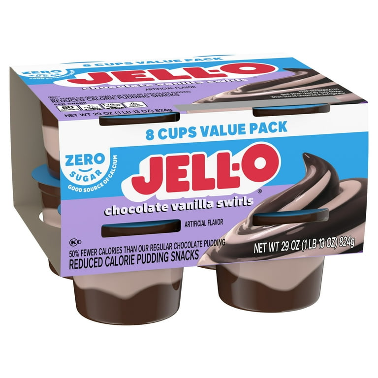Jell-O Sugar Free Chocolate Vanilla Swirl Pudding Cups 8 Ct