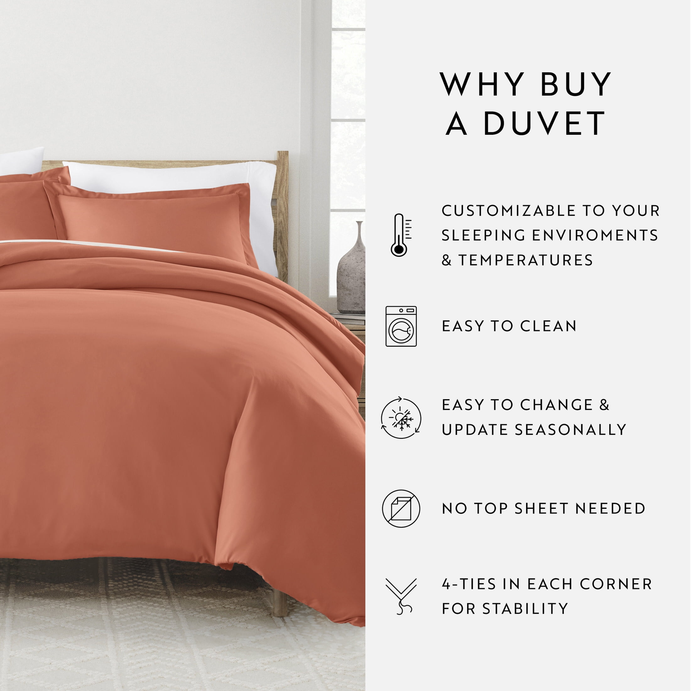 Noble Linens 2-Piece Clay Duvet Cover Set, Twin/Twin XL