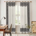 thumbnail image 4 of Black Cream Greek Key Kitchen Curtains 84 Inch Length, Geometric Greece Ancient Rustic Grommet Top Bedroom Living Room Curtains, Light Filtering Cafe Curtain Drapes 2 Panels Set 84''x84'', 4 of 9