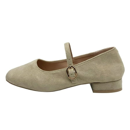 

XINSHIDE Shoes Fashion Autumn Women Casual Shoes Buckle Solid Color Suede Low Heel Comfortable Fashion Shoes