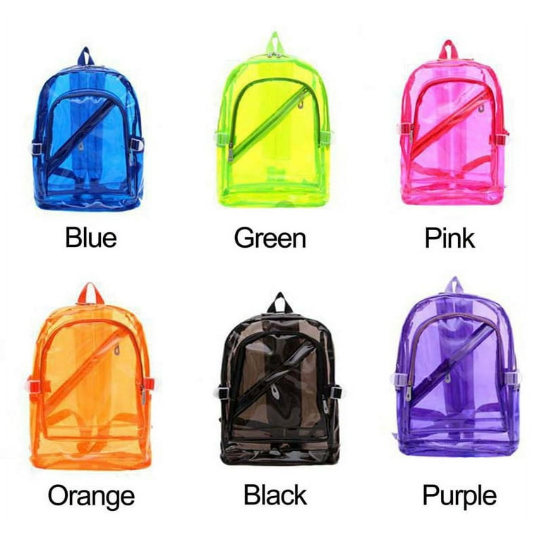 Women s Clear Backpack Transparent PVC Backpack Waterproof Bags Student School bags Orange