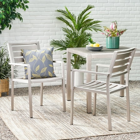 CoSoTower Outdoor Modern Aluminum Dining Chair, Silver