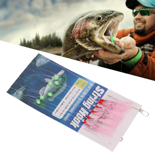 Feather Bait String Hooks, Luminous Fishing Bead Carbon Steel
