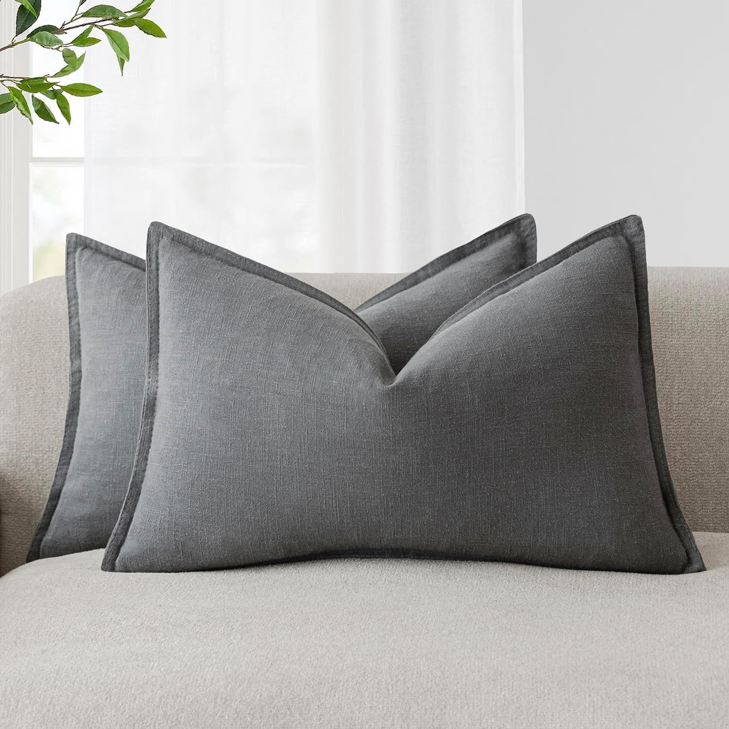 LANANAS Set Of 4 Corduroy Throw Pillow Covers 18x18 - Sage Green Teal Boho Decor For Living Room Couch