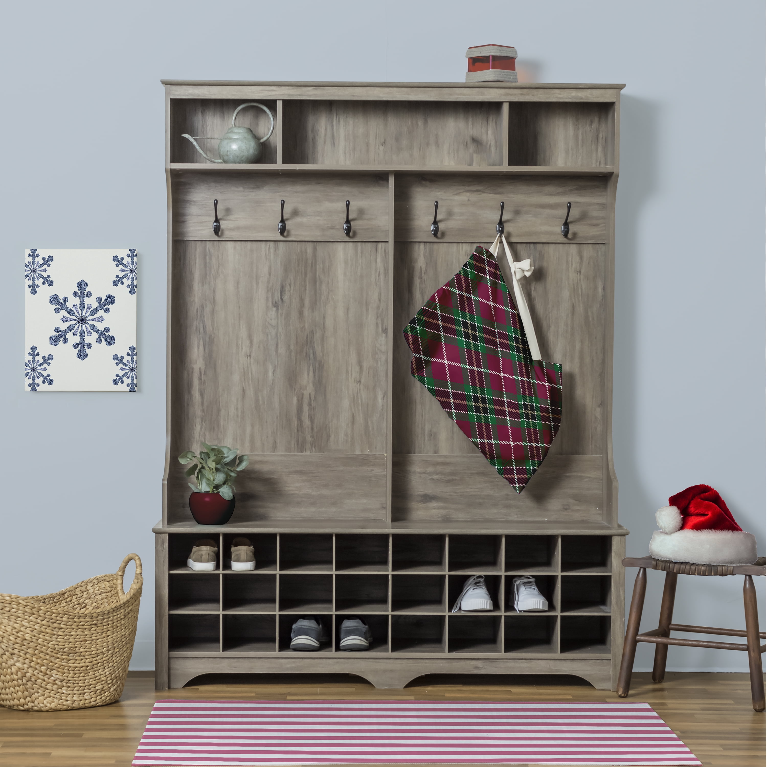 Simply Daisy Canvas Mad for Plaid 28 x 36 in Red Laundry Bag