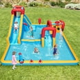 thumbnail image 2 of Patiojoy Inflatable Double Water Slide Park 9-in-1 Giant Bounce House w/ Climbing Wall 735W Blower Included, 2 of 9