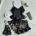 thumbnail image 3 of Conjunto de pijama de dos piezas para mujer, ropa de dormir Sexy con estampado de cerezo, cuello en V, seda de imitación, conjuntos cortos, ropa de estar por casa con bolsa, 3 of 4
