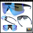 thumbnail image 2 of Polarized Mens Flip Up Rimless Oversized Shield Plastic Sport Sunglasses Black Blue - Blue Mirror, 2 of 7