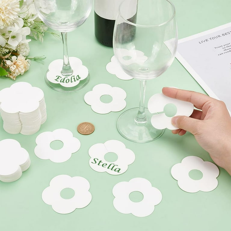 FINGERINSPIRE 200 stuks naamlabels van papier voor wijnglazen 50mm