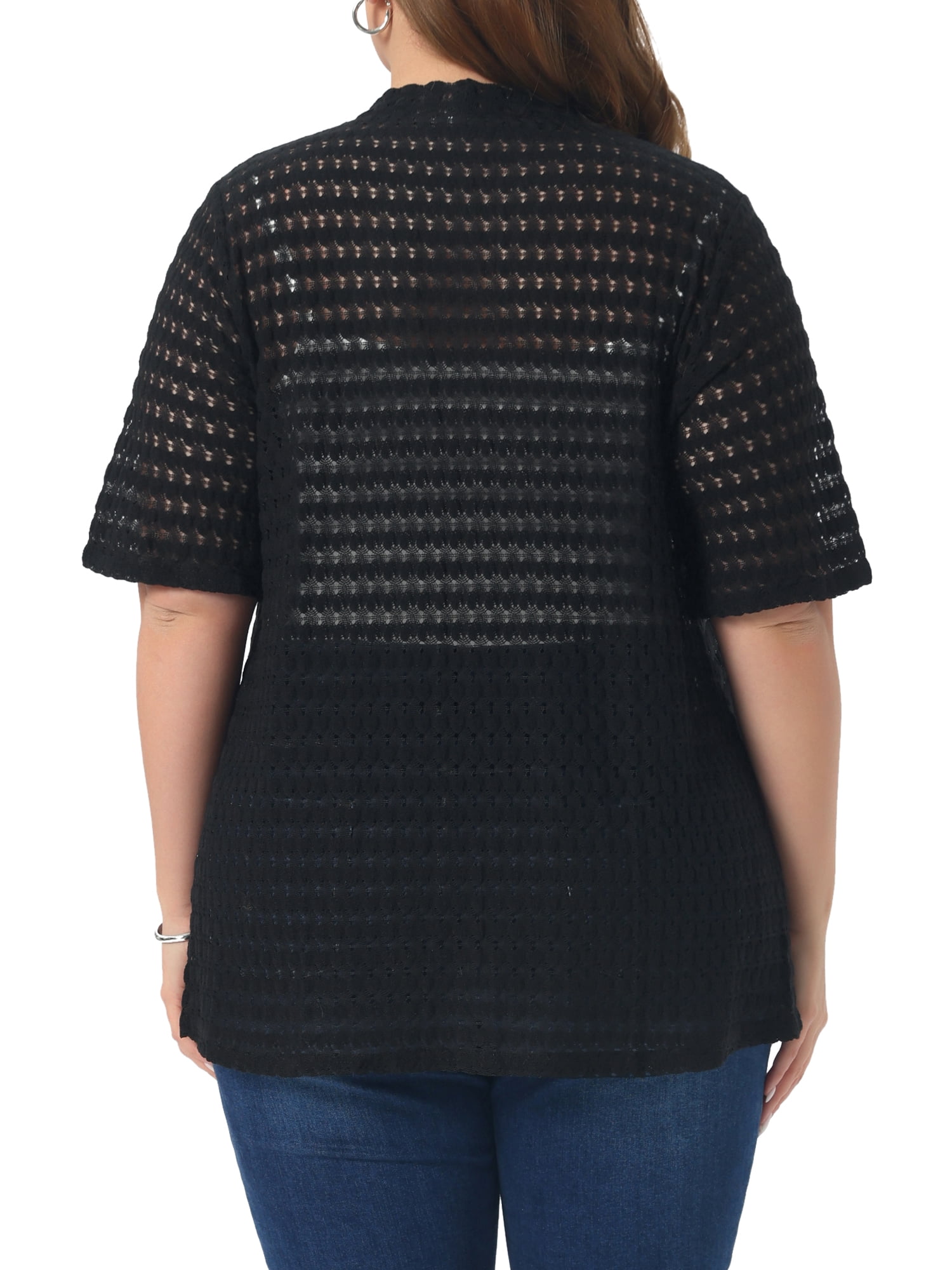 DARING DIVA Women's Plus Lace Cardigan Open Front Cover Up 4X Black