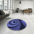 thumbnail image 3 of Ahgly Company Indoor Round Patterned Midnight Blue Area Rugs, 6' Round, 3 of 6