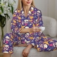 thumbnail image 6 of Pofeuu rock Skull record Print Womens Pajamas Set Long Sleeve Sleepwear Button Down Nightwear Soft Pj Lounge Sets Button Down Pajamas Women-Large, 6 of 7