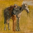 thumbnail image 2 of Eakins, Thomas 26x26 White Modern Wood Framed Museum Art Print Titled - Study for Cowboys in the Badlands, 2 of 4