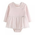 thumbnail image 4 of Eleanos Casual Newborn Baby Girl Outfit Solid Color Clothes Top Romper Lace Skirts, 4 of 5