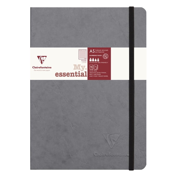 Cuaderno Clairefontaine Age Bag A5 rayado 192 páginas gris