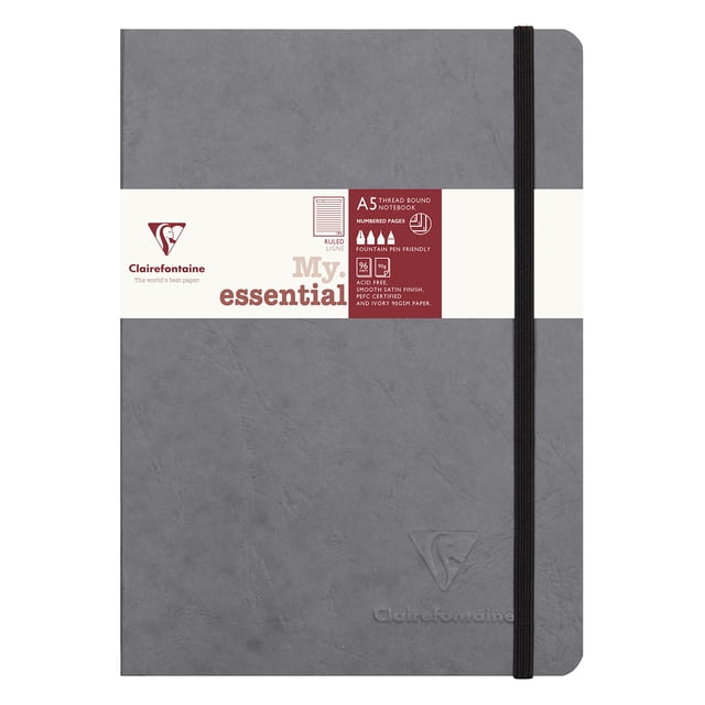 Cuaderno Clairefontaine Age Bag A5 rayado 192 páginas gris