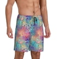thumbnail image 2 of Fotbe blue pink colorful cracked texture Pantalones Cortos de Pijama para Hombre, Ropa de Dormir, Pantalones de Pijama Cortos para Hombre-Small, 2 of 6