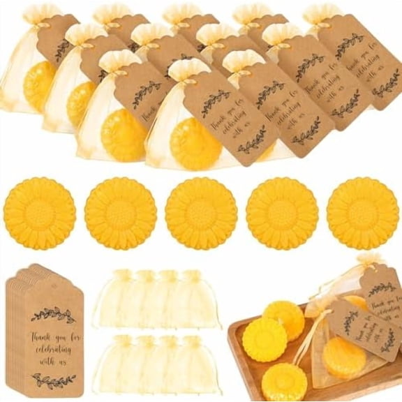 50 Set Wedding Party Favors Sunflower Soap Favors for Guests with Thank You Tag Gift Pouches Sunflower Party Supplies for Adults Return Gift Bridal Shower Baby Shower Decorations