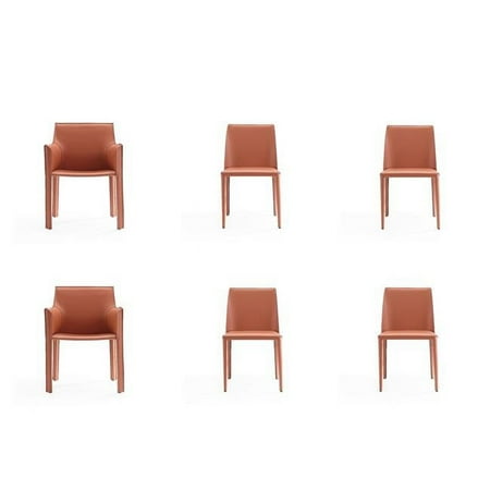 Manhattan Comfort Paris 17.32 Leather Dining Chair in Clay Pink (Set of 6)