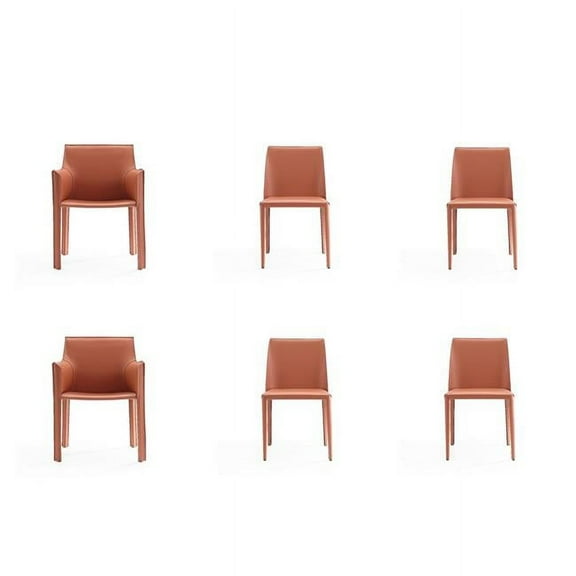 Manhattan Comfort Paris 17.32" Leather Dining Chair in Clay Pink (Set of 6)
