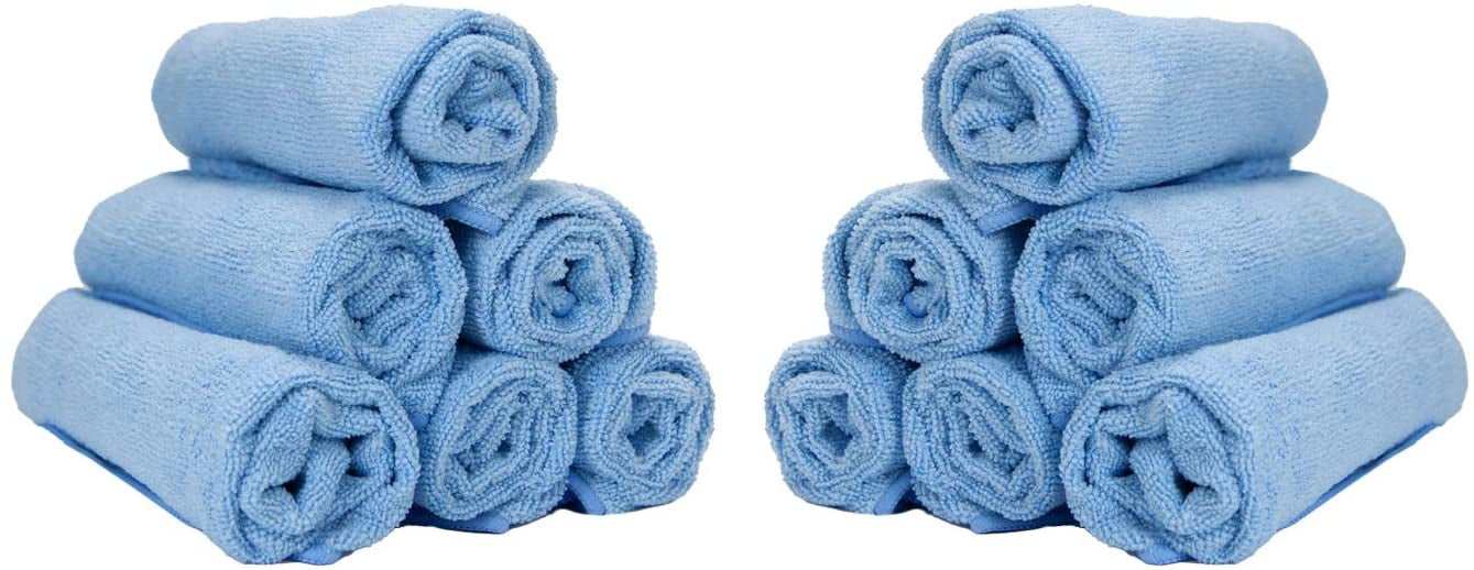 Arkwright 12 Pack of Microfiber Hand Towels, 15 x 24, Blue, Multi-Purpose