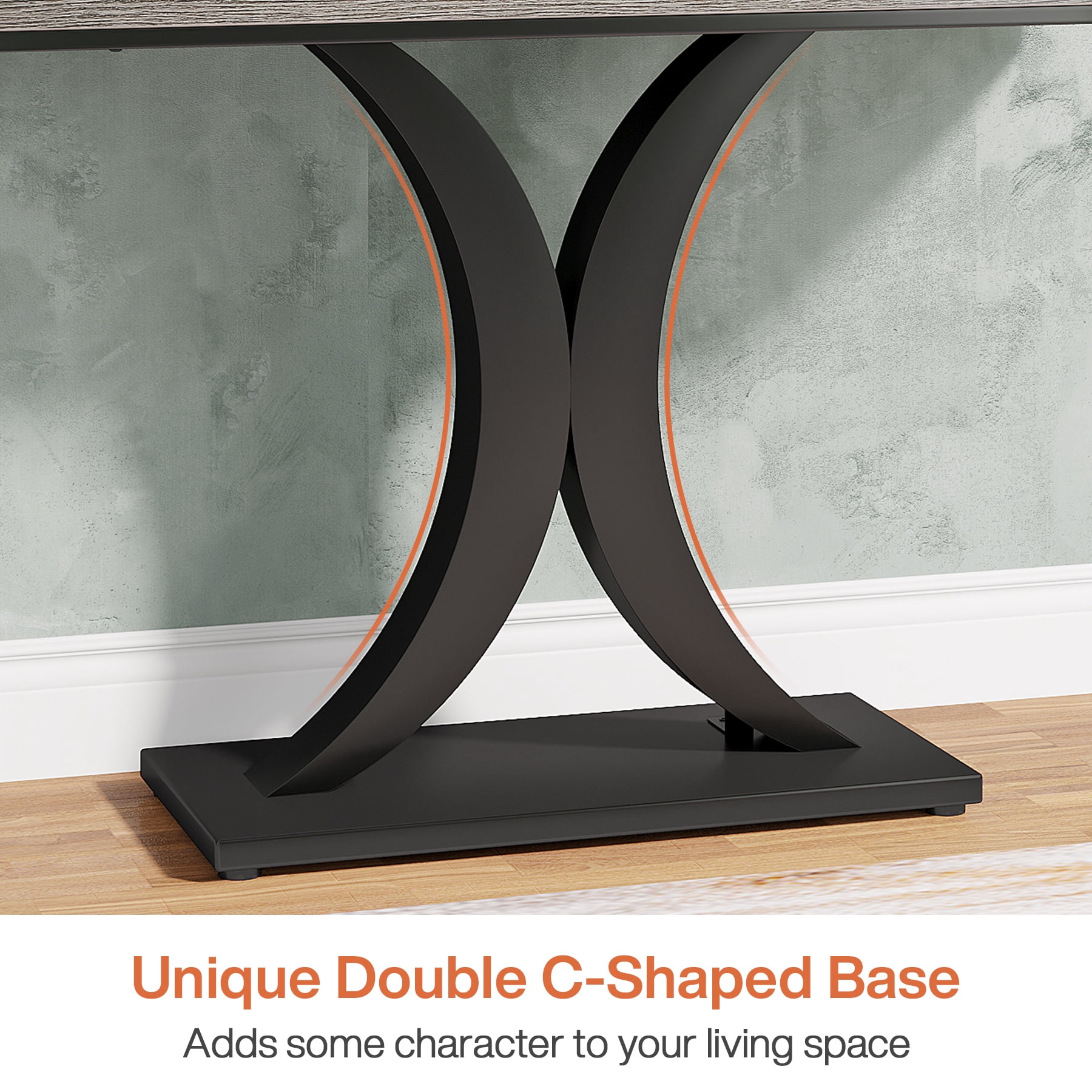 Tribesigns Industrial Console Tables, 40" Narrow sofa Entryway Tables with Geometric Base for Living Room, Hallway and Foyer,Gray and Black