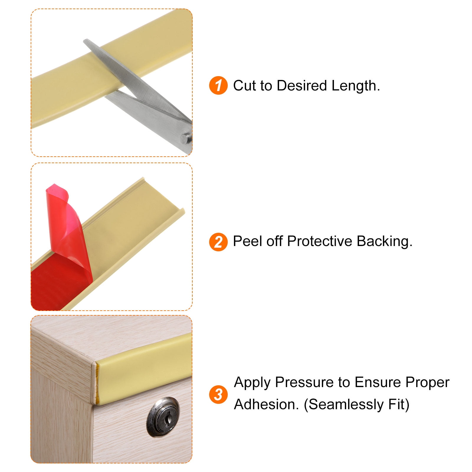 Uxcell 18mm x 5000mm Flexible TPE Self Adhesive U-Shape Veneer Edging Edge Banding Beige