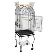 ZENSTYLE 63.9" Rolling Bird Cage Detachable Stand Metal Frame Medium Brid House, Black