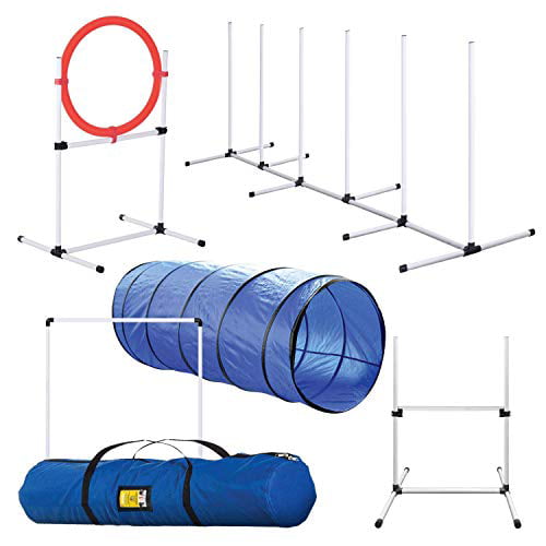 LUBORN Dog Agility Training Equipment for Dogs Obstacle Course  Backyard, Outdoor/Indoor Dog Agility Course Set for Beginner, Weave Poles, Tire Jump, Tunnel, Pause Box, Rope Toy