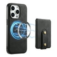 thumbnail image 5 of ELEHOLD for iPhone 16 Pro Case,Retro PU Leather Compatible with Mag Safe Accessory Detachable Card Holder  Kickstand Shockproof Wallet Phone Case for iPhone 16 Pro,Black, 5 of 7