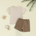 thumbnail image 4 of UAYOTSE Toddler Baby Boy Summer Outfit Set Dinosaur Print Short Sleeve Patchwork T - shirt Tops Pocket Elastic Waist Shorts toddlers clothes for boys under $5(3-6 Months,Khaki), 4 of 7