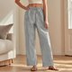 thumbnail image 1 of WILLBEST Pantalones Casuales de Verano para Mujer, con Rayas, Cintura Alta, Patchwork, Bolsillos Colgantes, Pierna Recta, Pantalones de Traje Casuales para Mujer Moderna Chica, 1 of 8