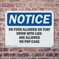 thumbnail image 4 of (2 Pack) No Food Allowed On Turf Drinks With Lids OSHA Notice Sign 14 Inch X 10 Inch Indoor / Outdoor Rust-Free Aluminum Metal Signs for Workplace, Workshop, and Construction Site, Made, 4 of 8