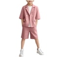 thumbnail image 1 of Zpanxa Summer Outfits for Girls Short Sleeve Lapel Button Solid Color Blazer Top and Elastic Waist Shorts Set 2 Years, 1 of 6